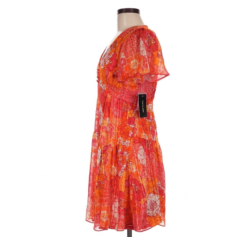 Taylor Orange Floral Fit & Flare Dress Size 6 70s Romantic Boho NWT - Picture 6 of 10